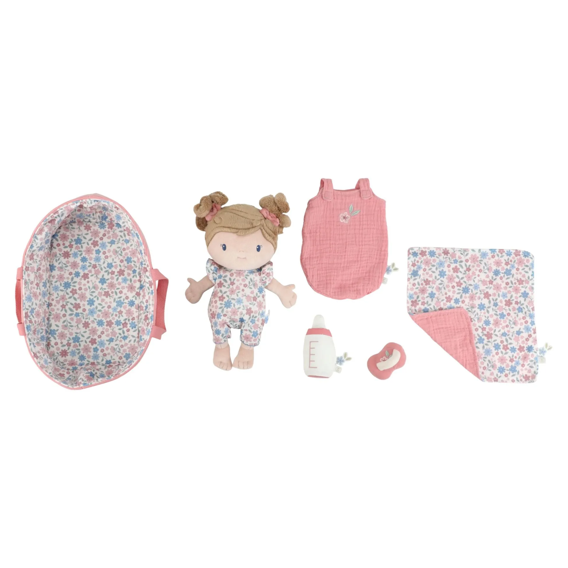 Baby doll in basket Rosa GRS