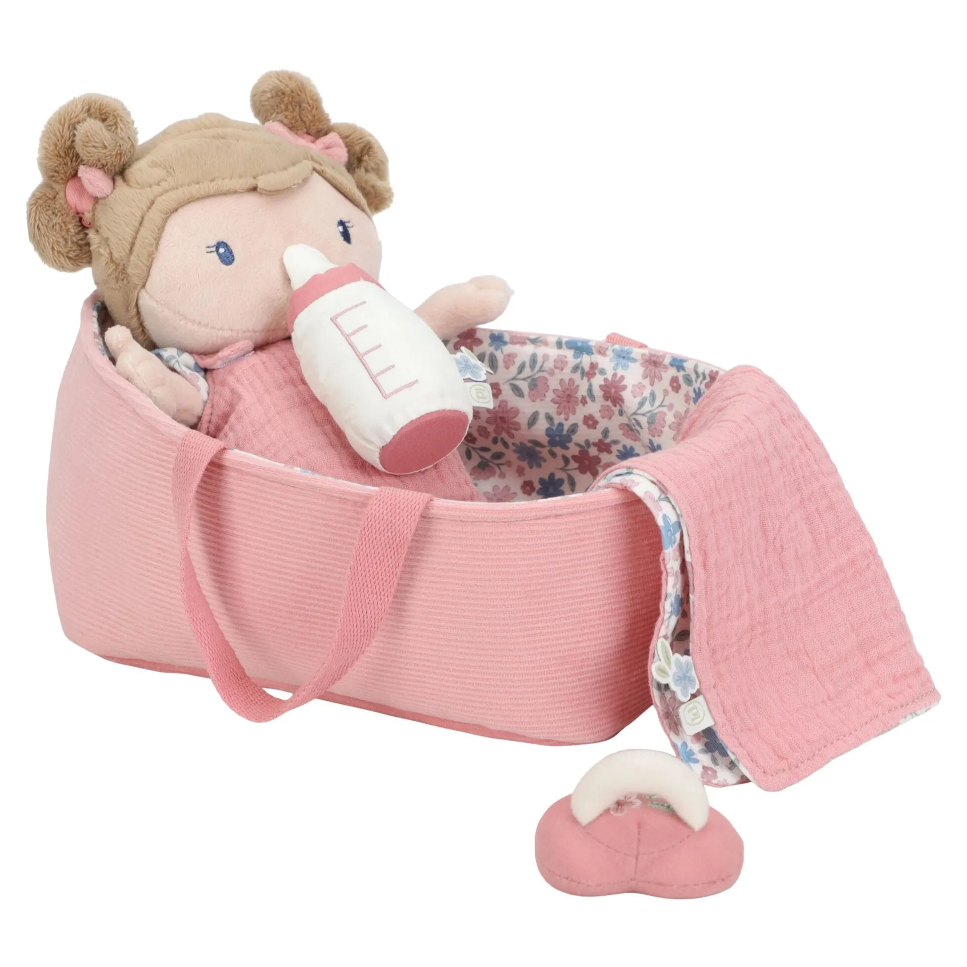 Baby doll in basket Rosa GRS