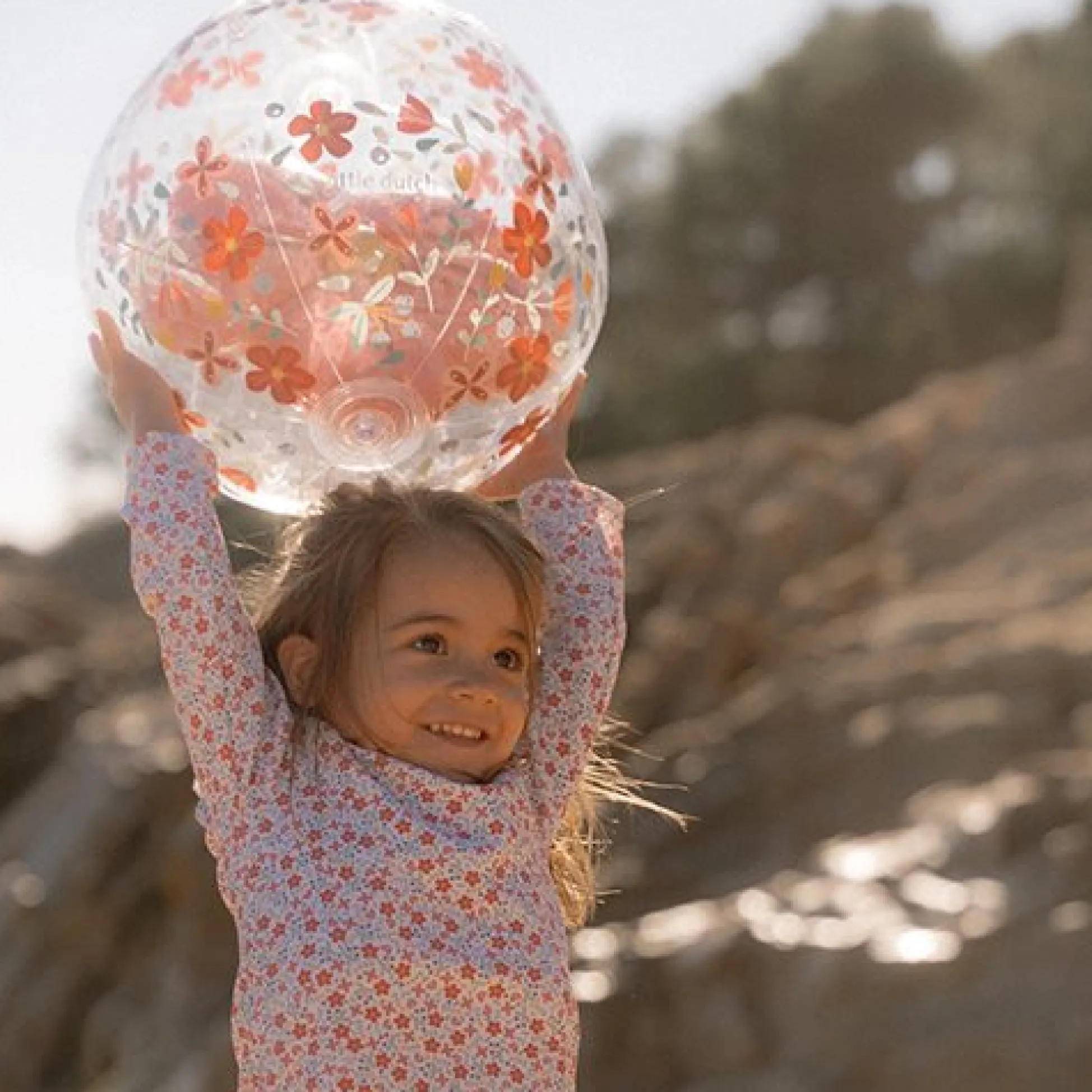 Beach Ball 3D Figure Pink Flowers