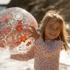 Beach Ball 3D Figure Pink Flowers