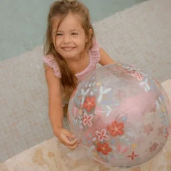Beach Ball 3D Figure Pink Flowers
