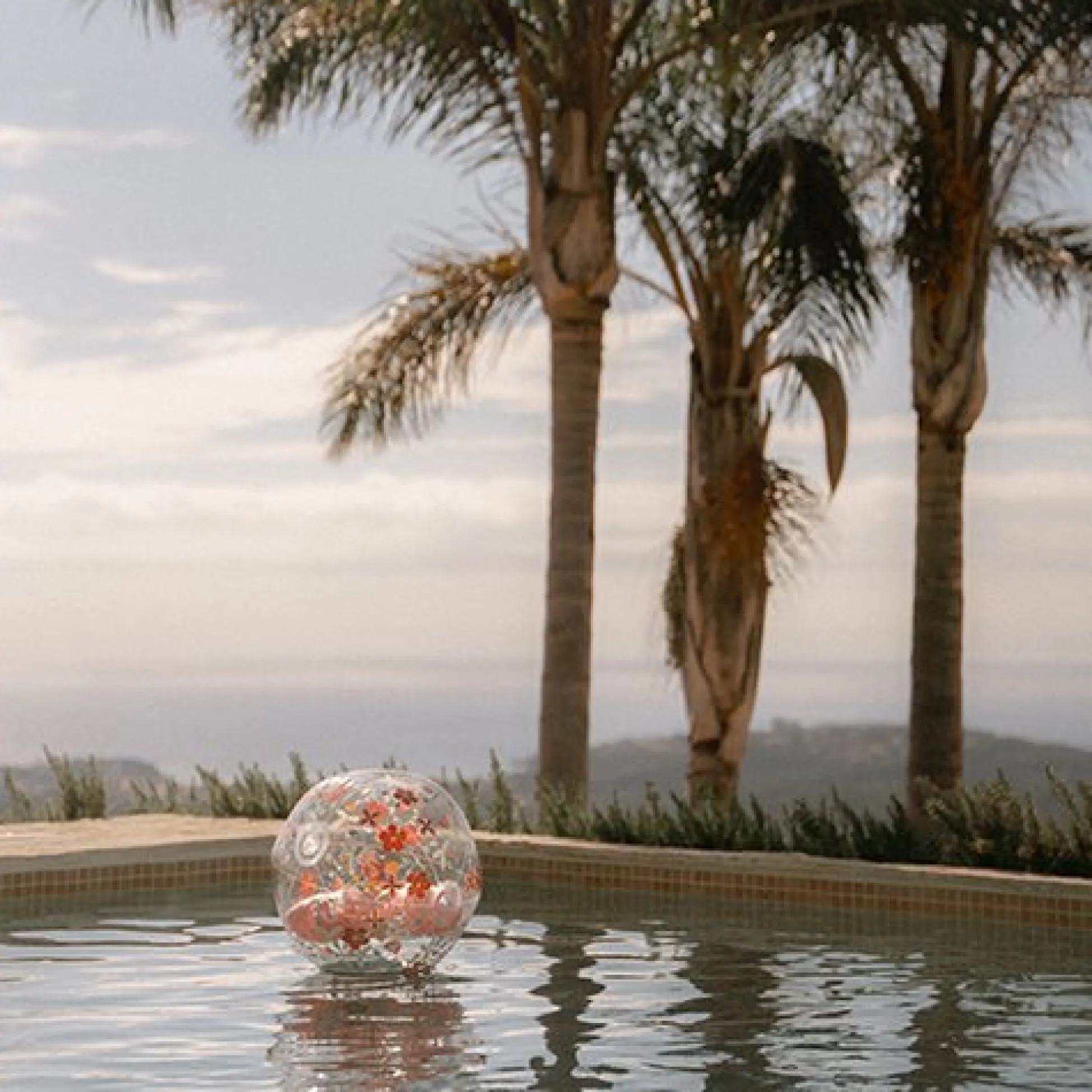 Beach Ball 3D Figure Pink Flowers