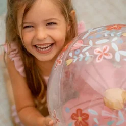 Beach Ball 3D Figure Pink Flowers