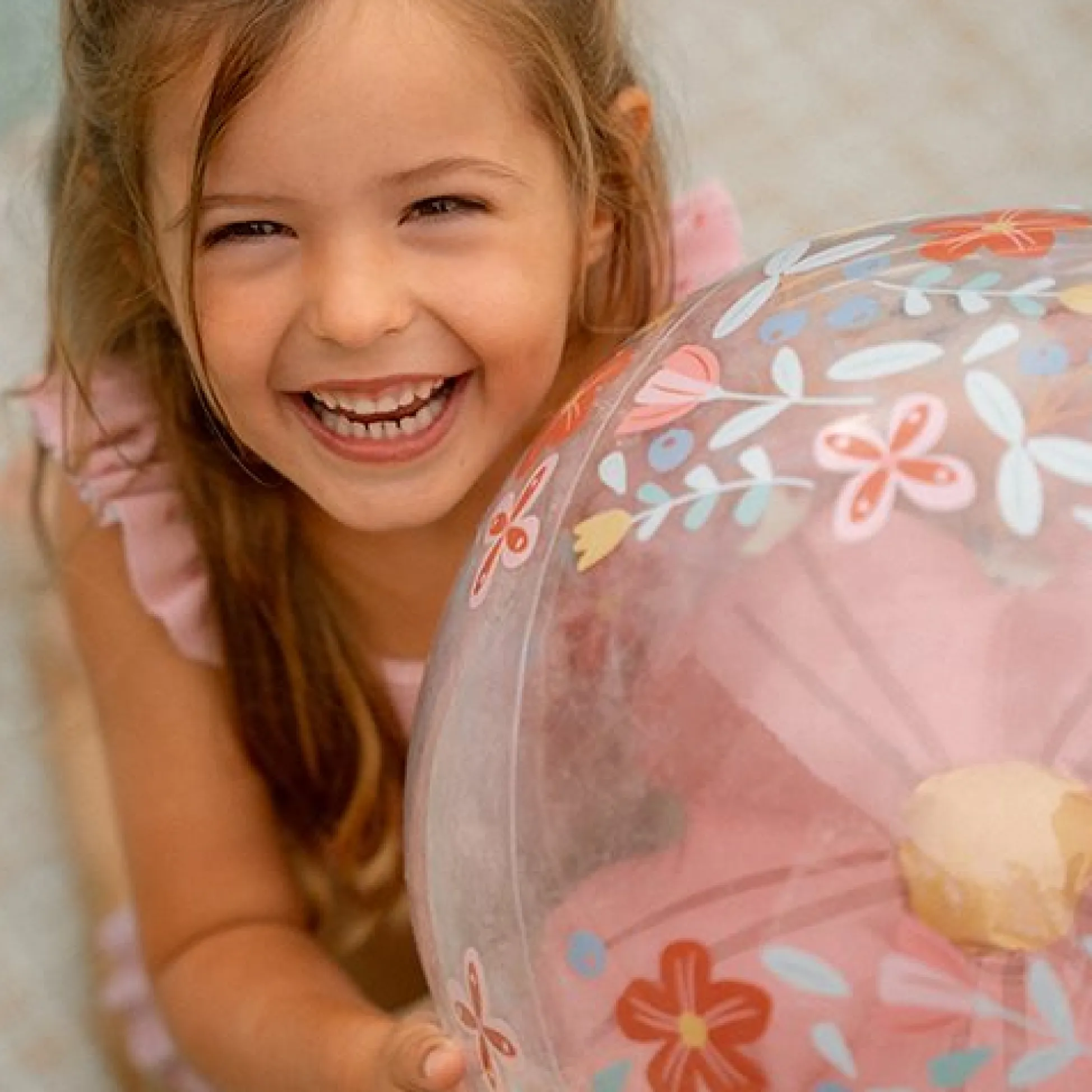 Beach Ball 3D Figure Pink Flowers