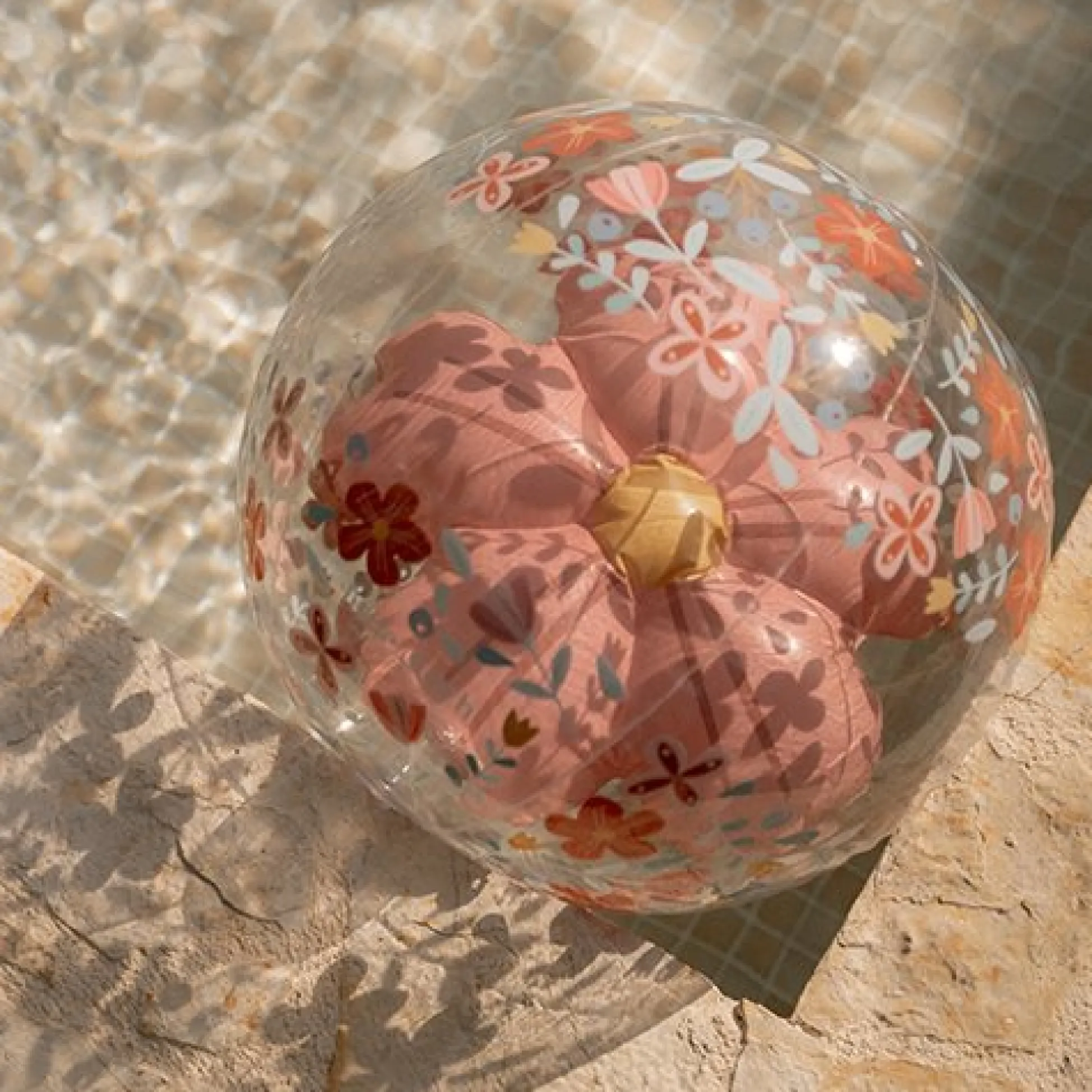 Beach Ball 3D Figure Pink Flowers