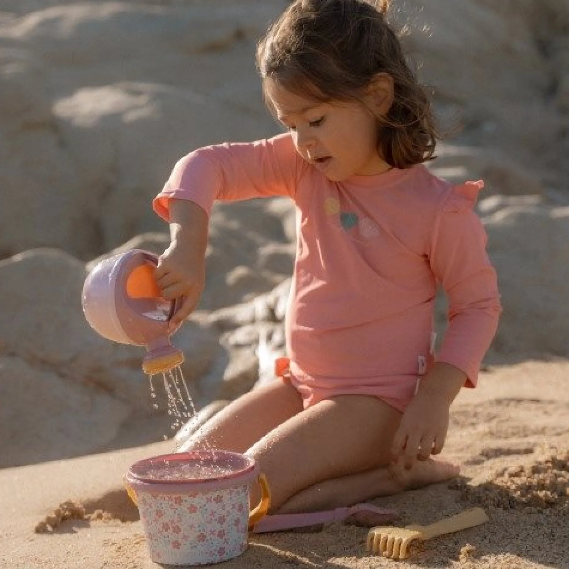 Beach set Pink Flowers Set of 5