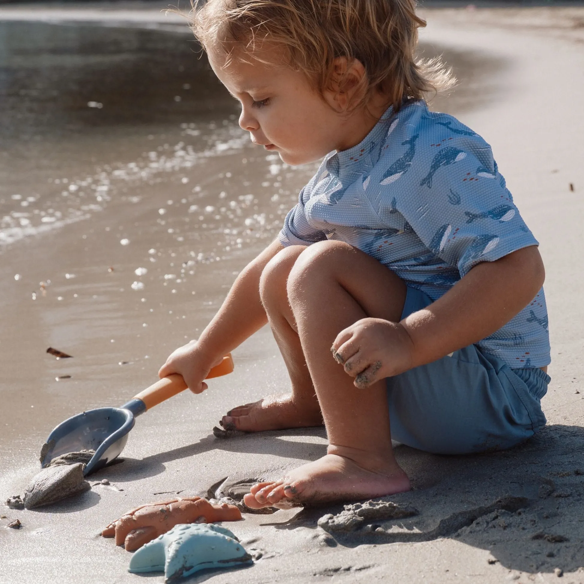 Beach Set Shovel and Sand Molds - Blue - Ocean World