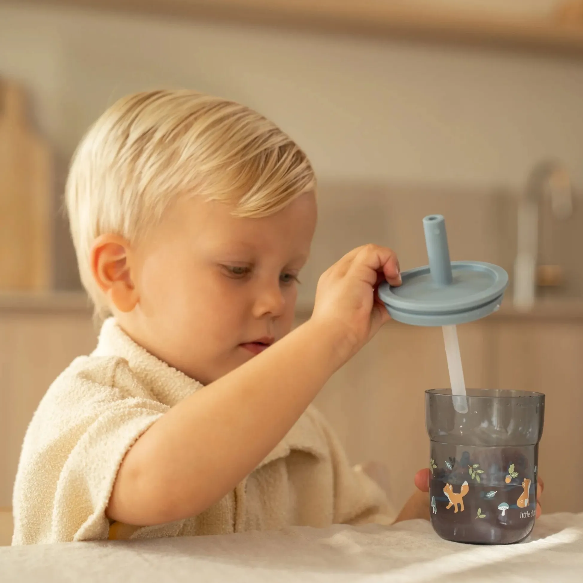 Children's glass 250 ml With Straw Forest Friends