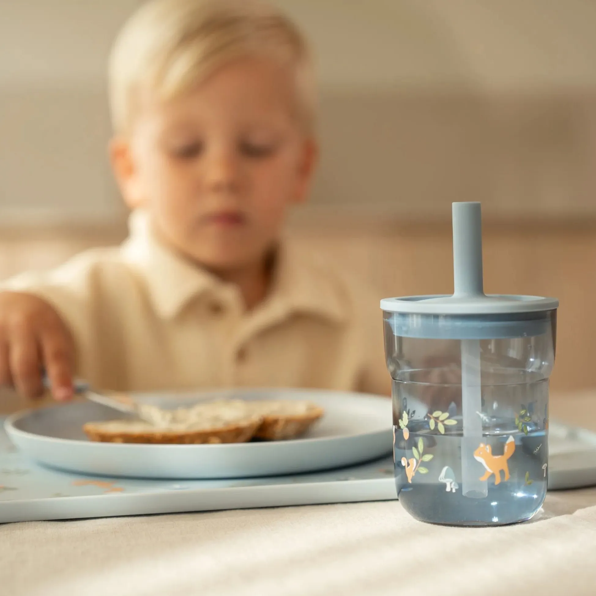 Children's glass 250 ml With Straw Forest Friends