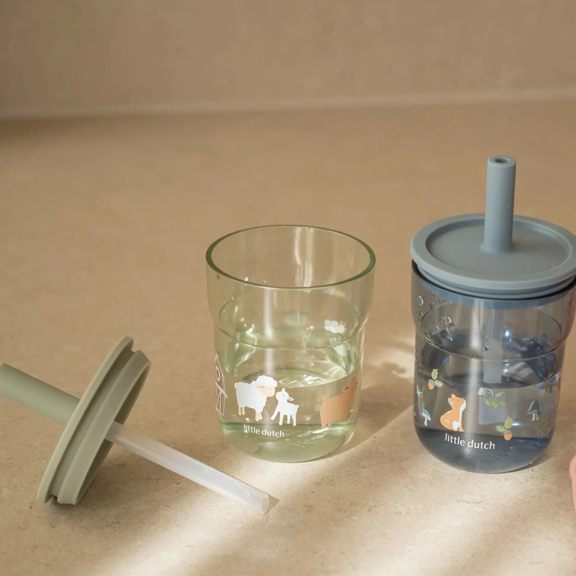 Children's glass 250 ml With Straw Little Farm