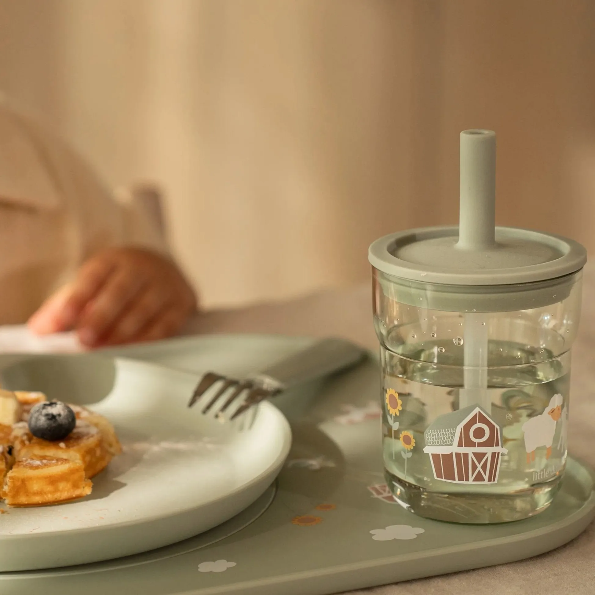 Children's glass 250 ml With Straw Little Farm