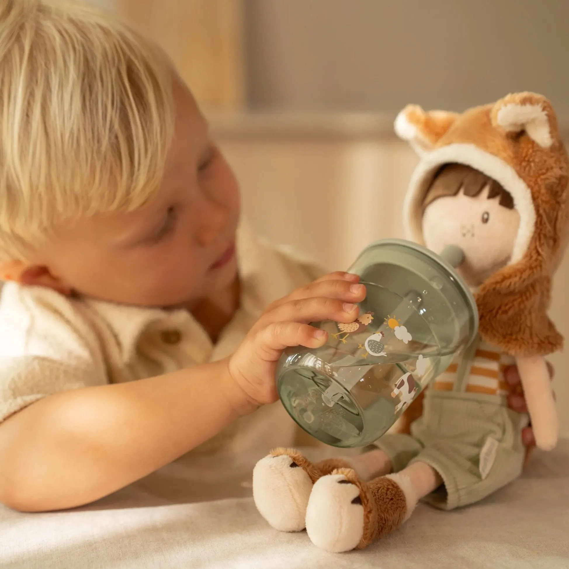 Children's glass 250 ml With Straw Little Farm