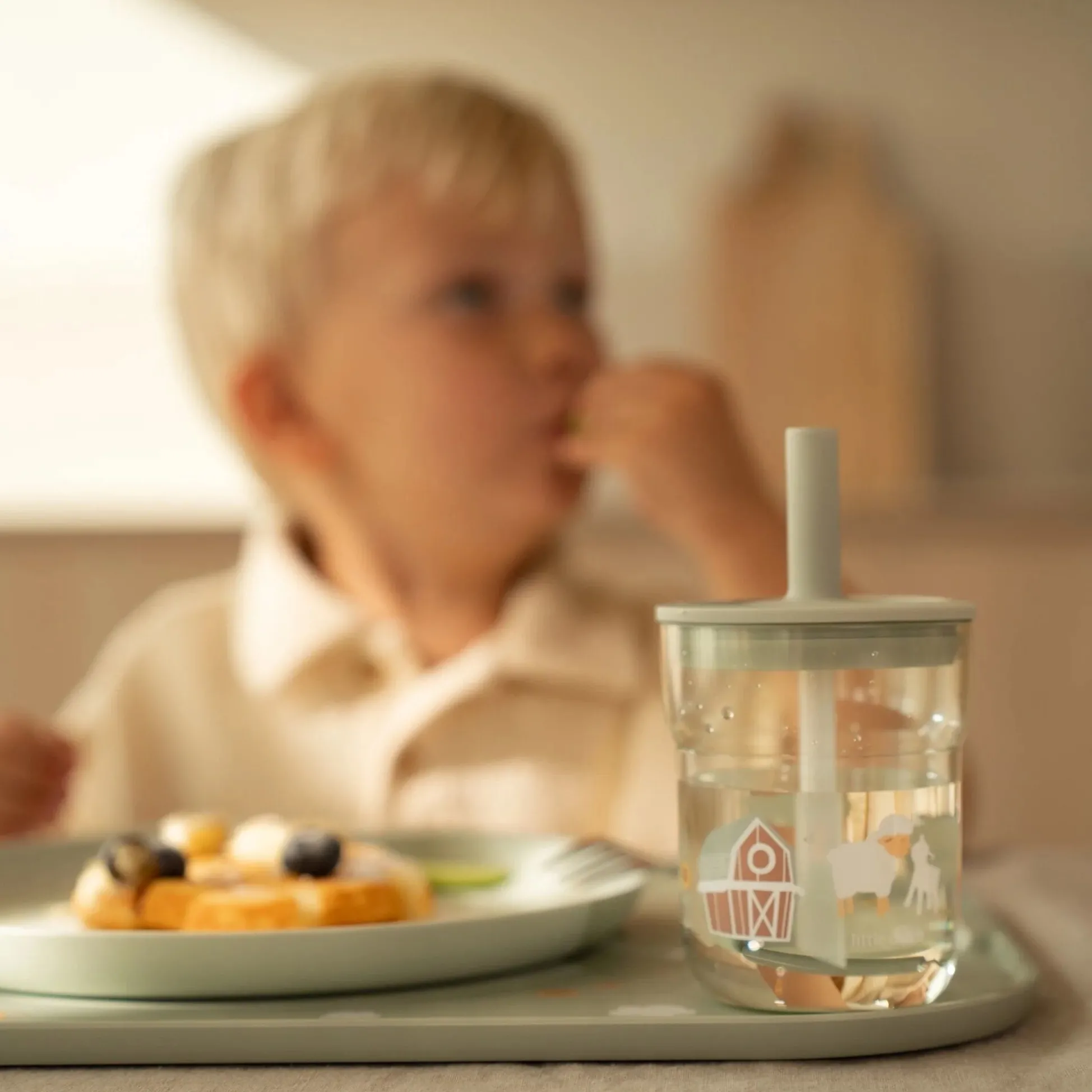 Children's glass 250 ml With Straw Little Farm