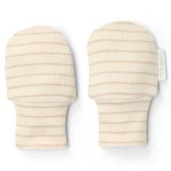 Crab mittens - Beige - Size one size - Newborn Naturals - Stripe