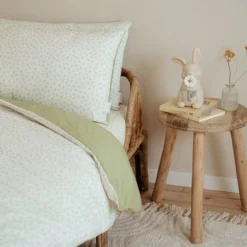 Crib duvet cover - Green - Essentials - Blueberry Leaves