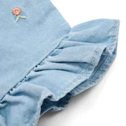 Dress embroidered - Short sleeve - Blue