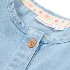 Dress embroidered - Short sleeve - Blue