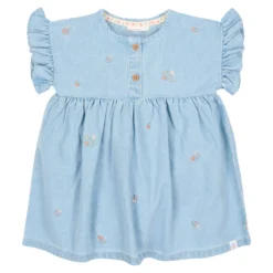 Dress embroidered - Short sleeve - Blue