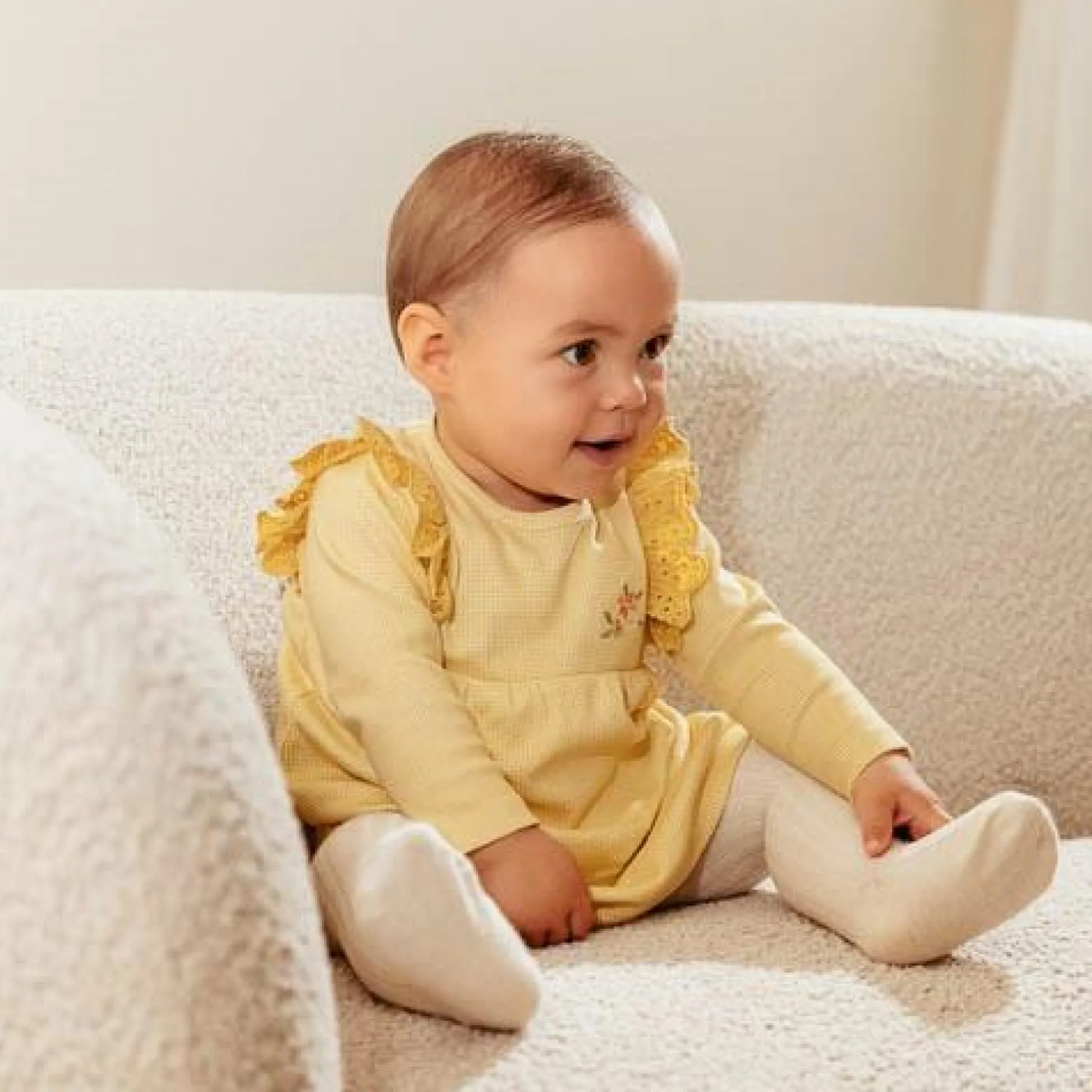 Dress long sleeve - Yellow - Little Farm - Checkered