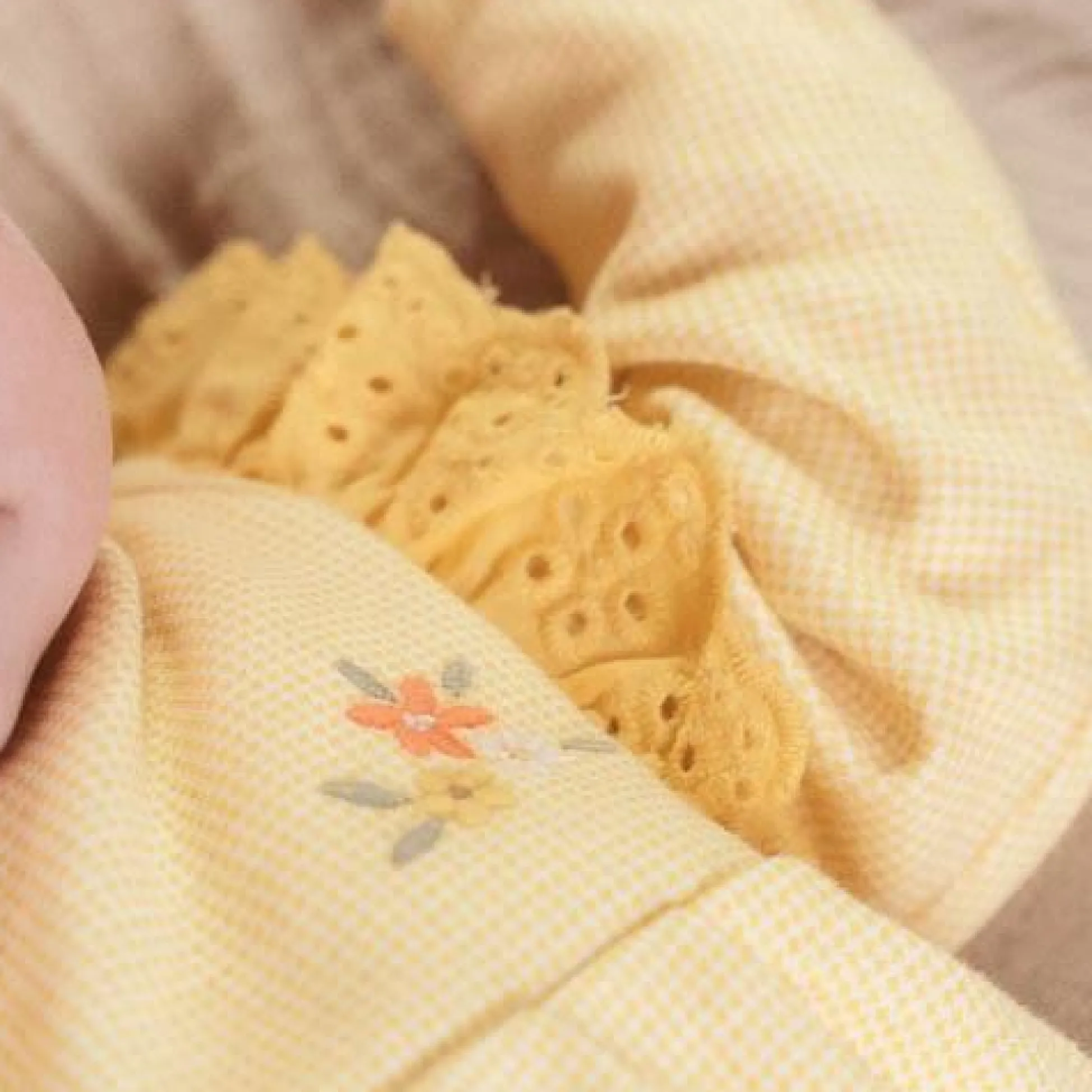 Dress long sleeve - Yellow - Little Farm - Checkered