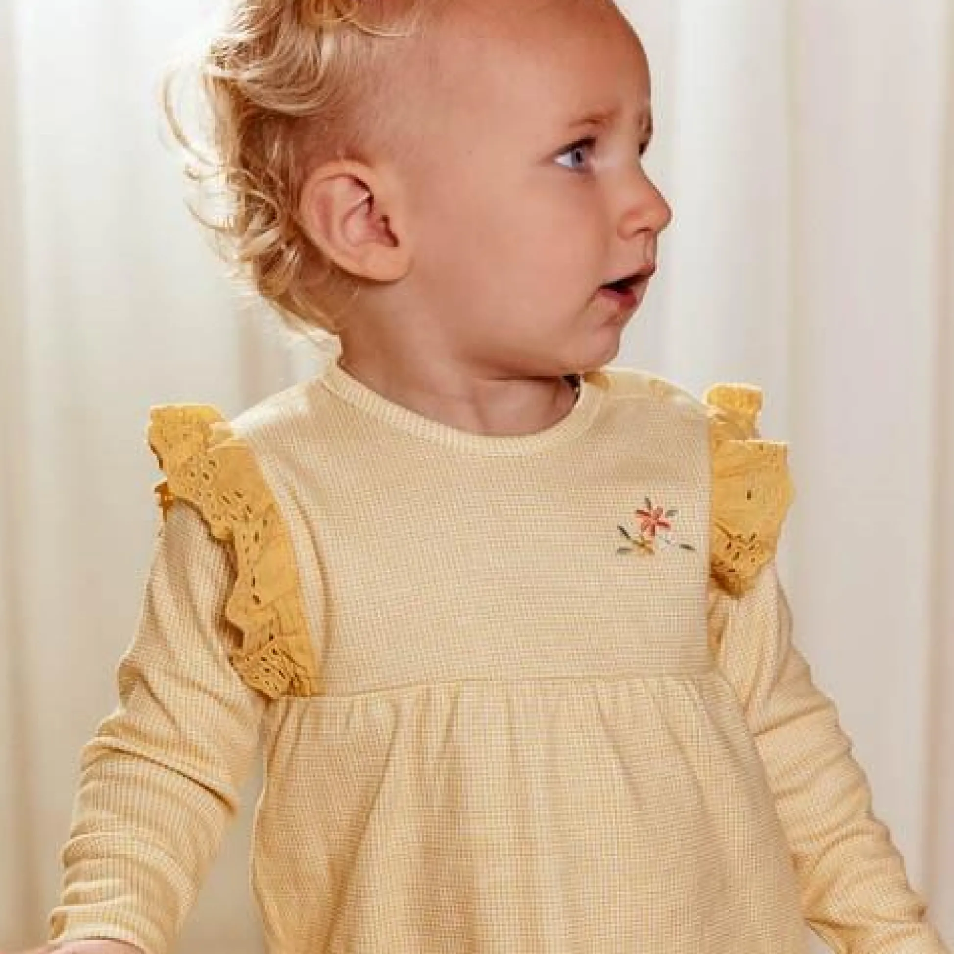 Dress long sleeve - Yellow - Little Farm - Checkered
