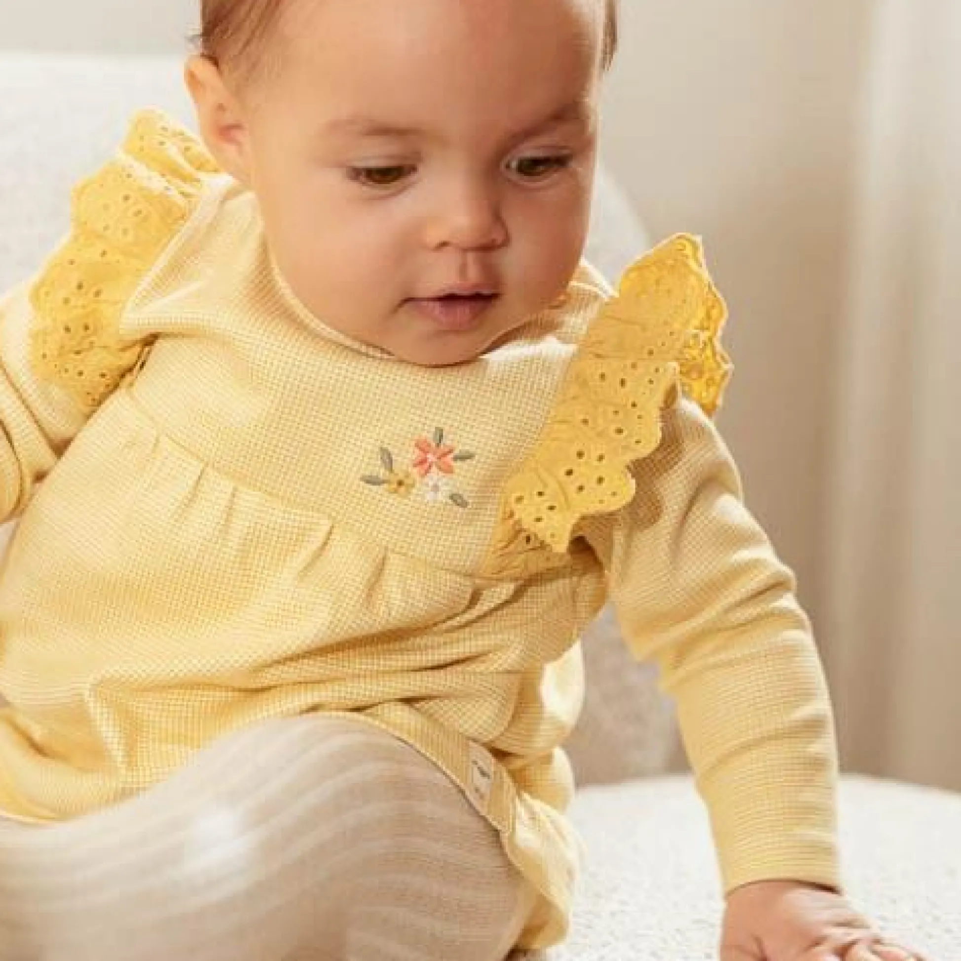 Dress long sleeve - Yellow - Little Farm - Checkered