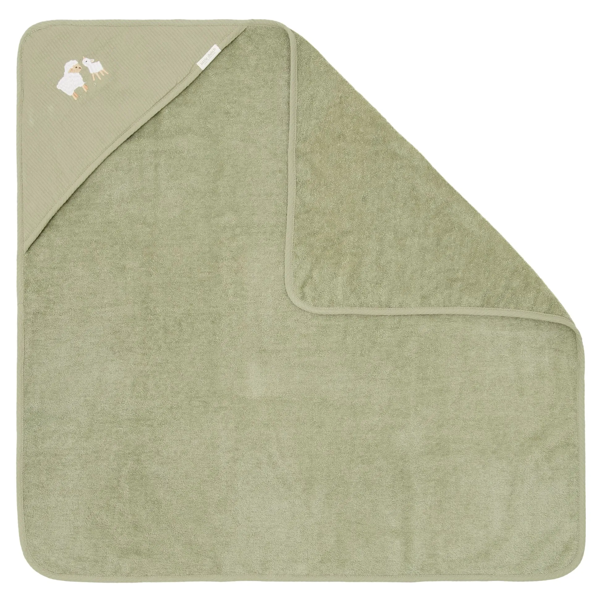 Hooded towel - Embroidered - Green - 75 x 75