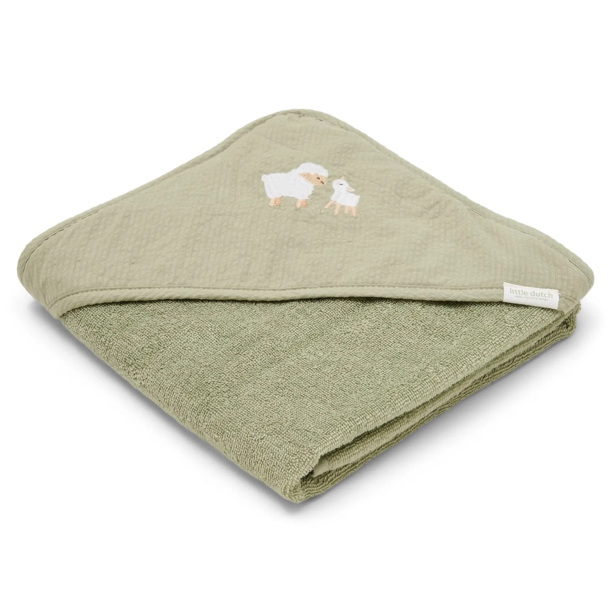 Hooded towel - Embroidered - Green - 75 x 75