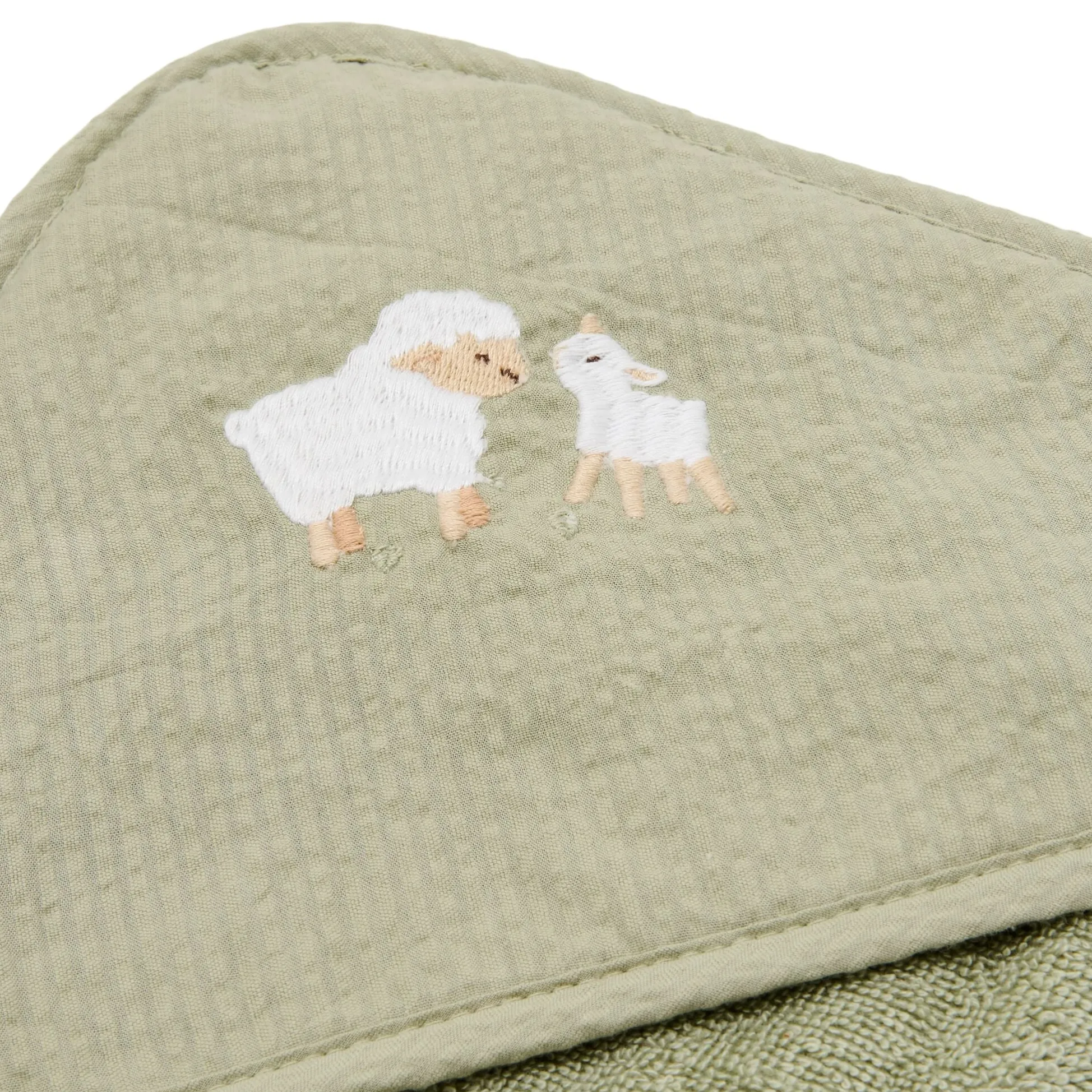 Hooded towel - Embroidered - Green - 100 x 100