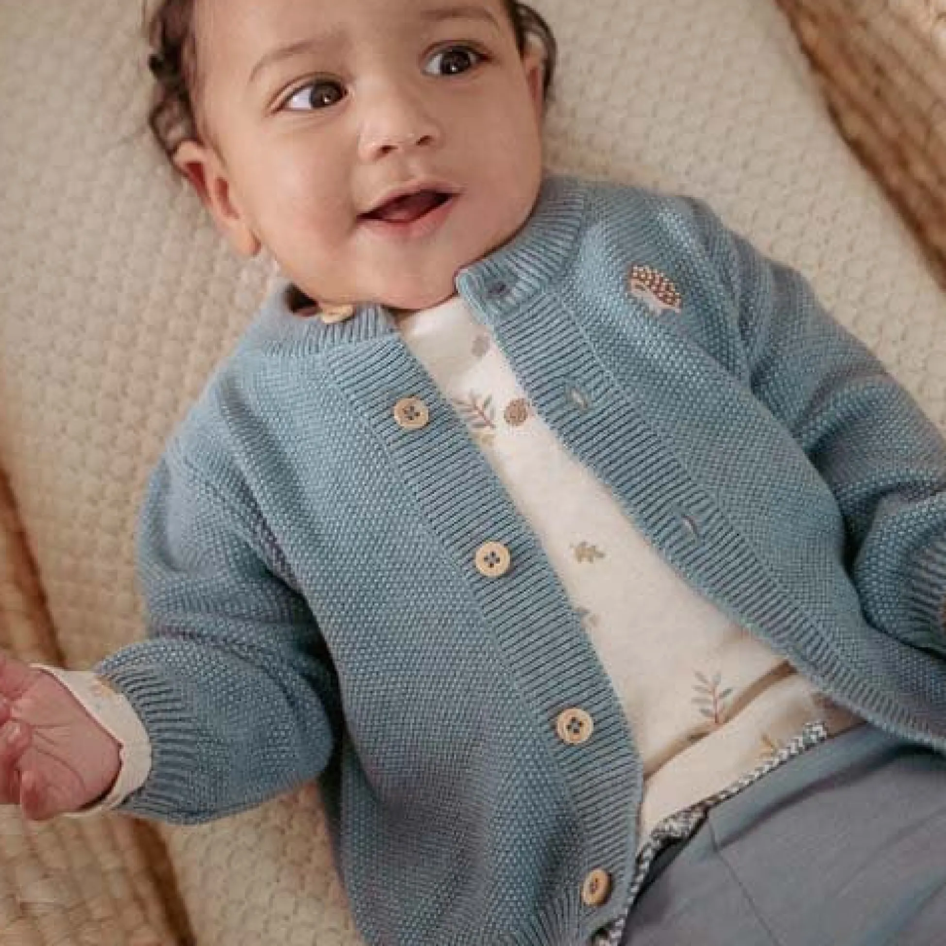 Knitted cardigan - Blue - Forest Friends