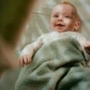 Knitted Cradle Blanket – Fleece – Green