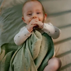 Knitted Cradle Blanket – Fleece – Green