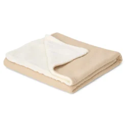 Knitted crib blanket - Fleece - Beige - Essentials