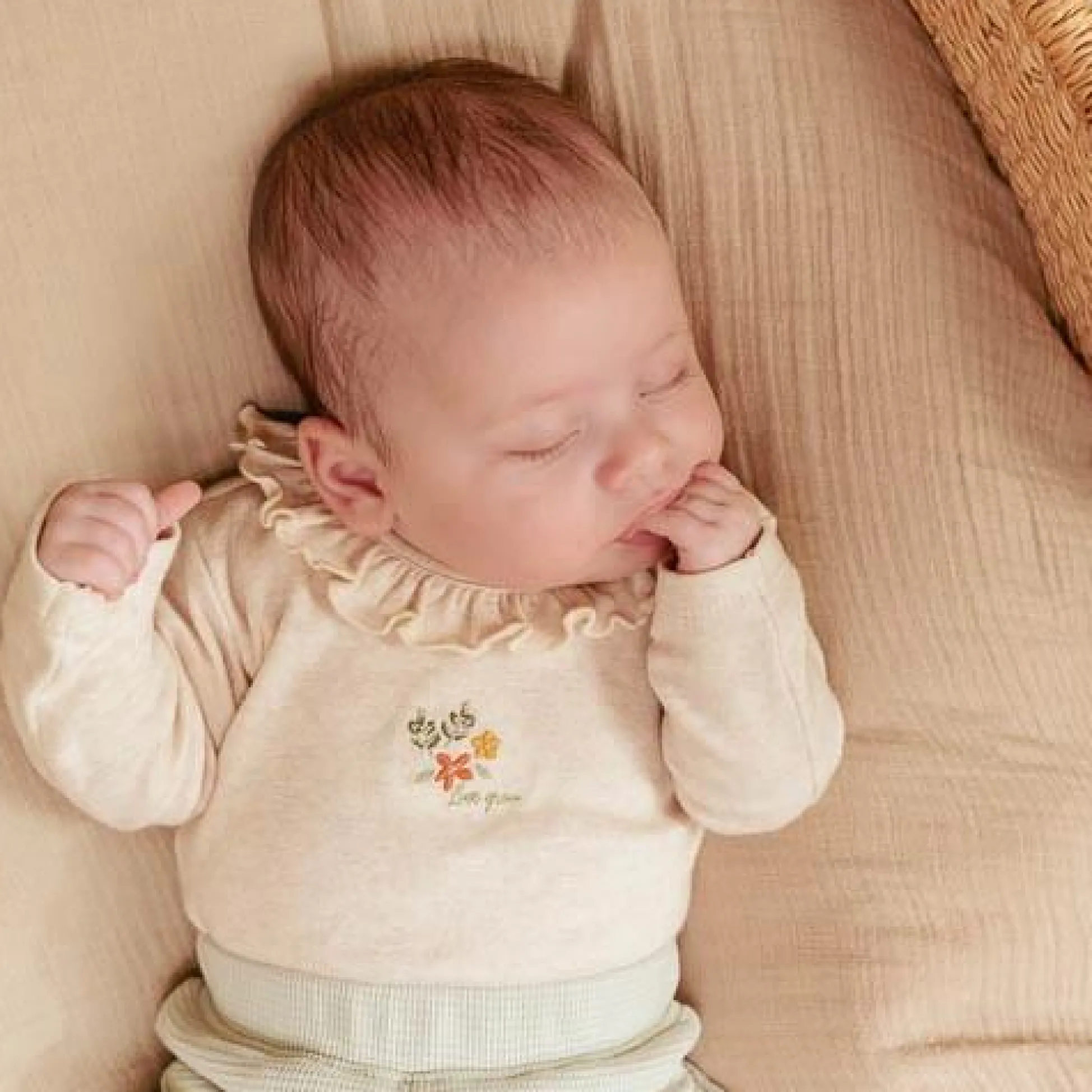 Long sleeve romper - Sand - Little Farm - Print