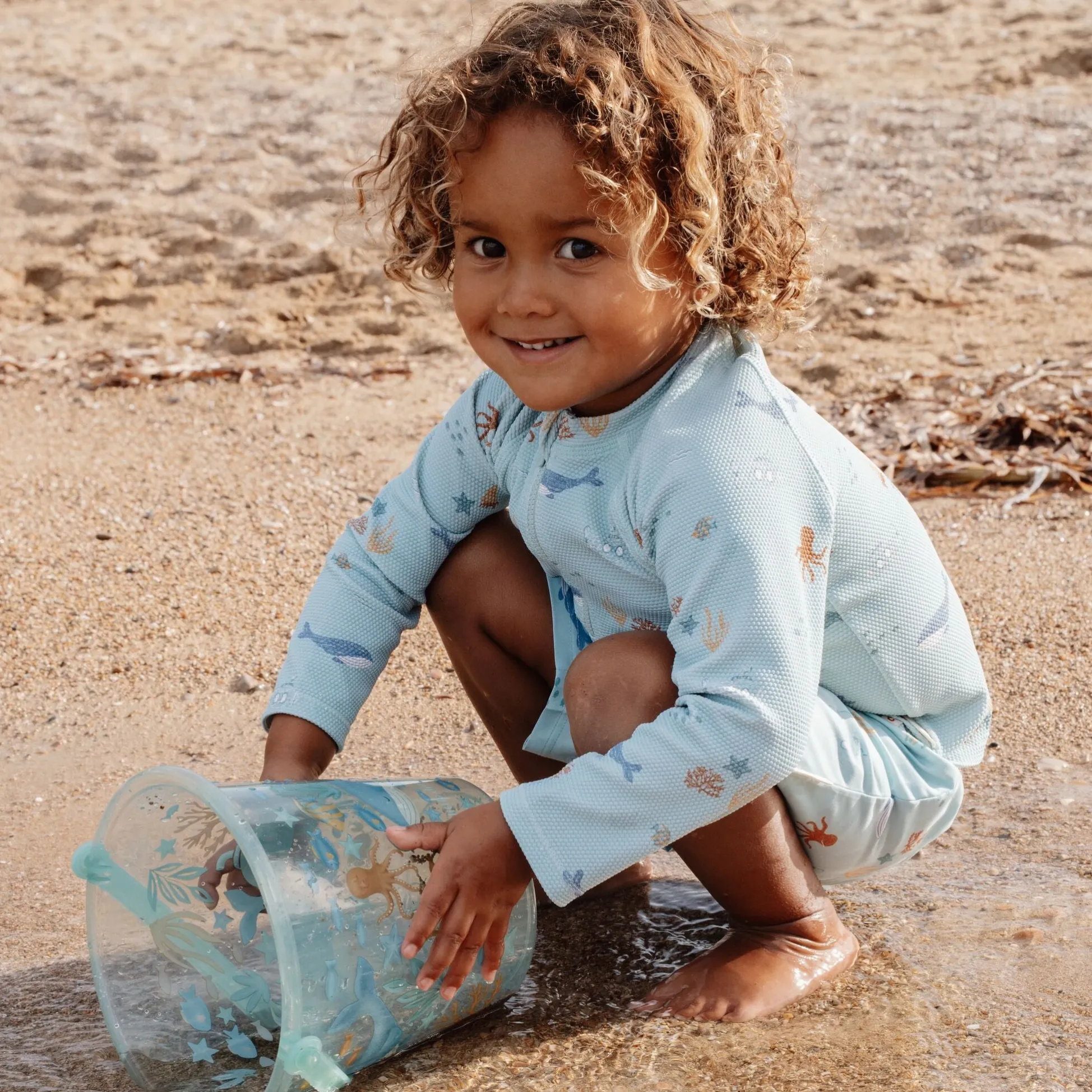 Long sleeve swim shirt - UPF 40 - Green - Ocean Friends