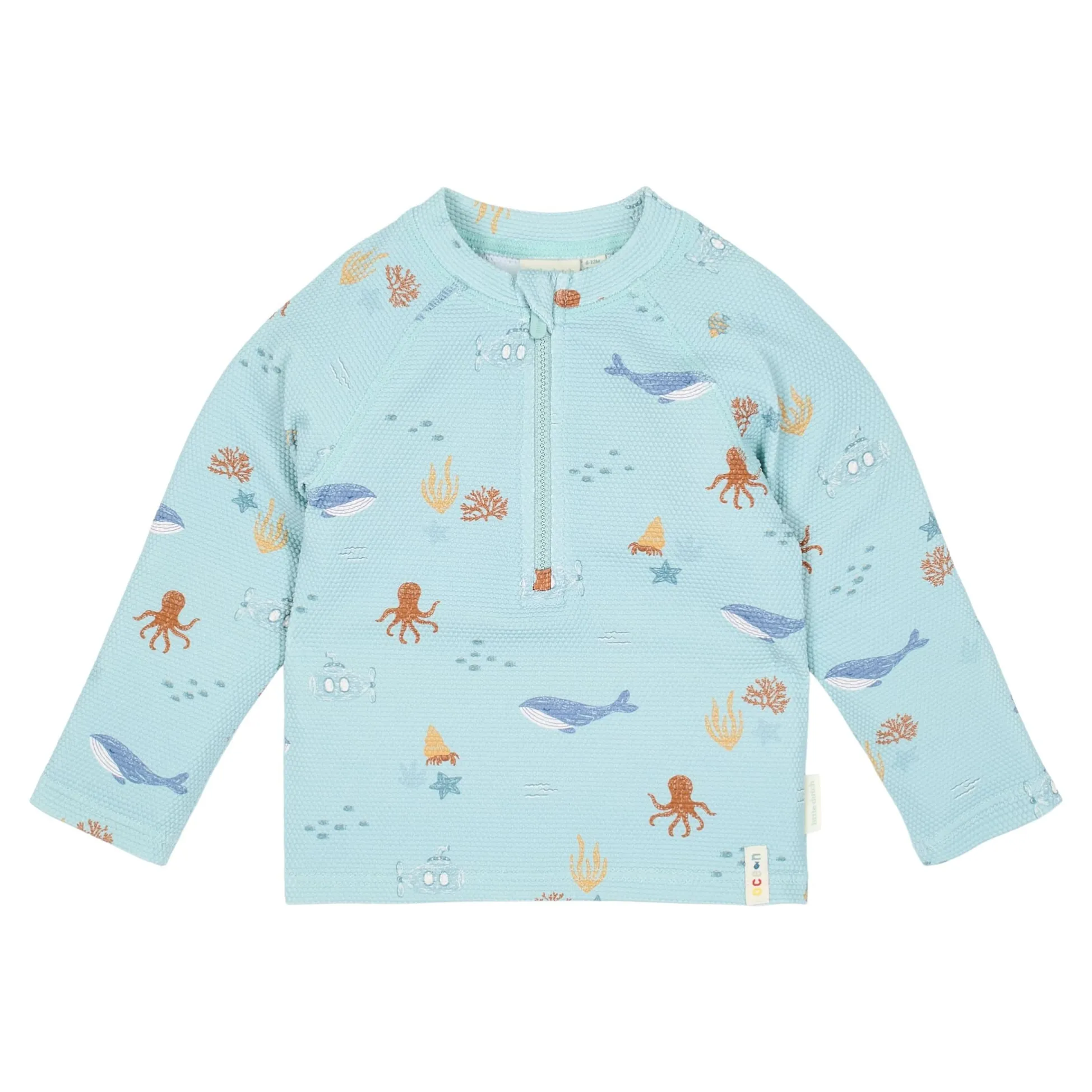 Long sleeve swim shirt - UPF 40 - Green - Ocean Friends