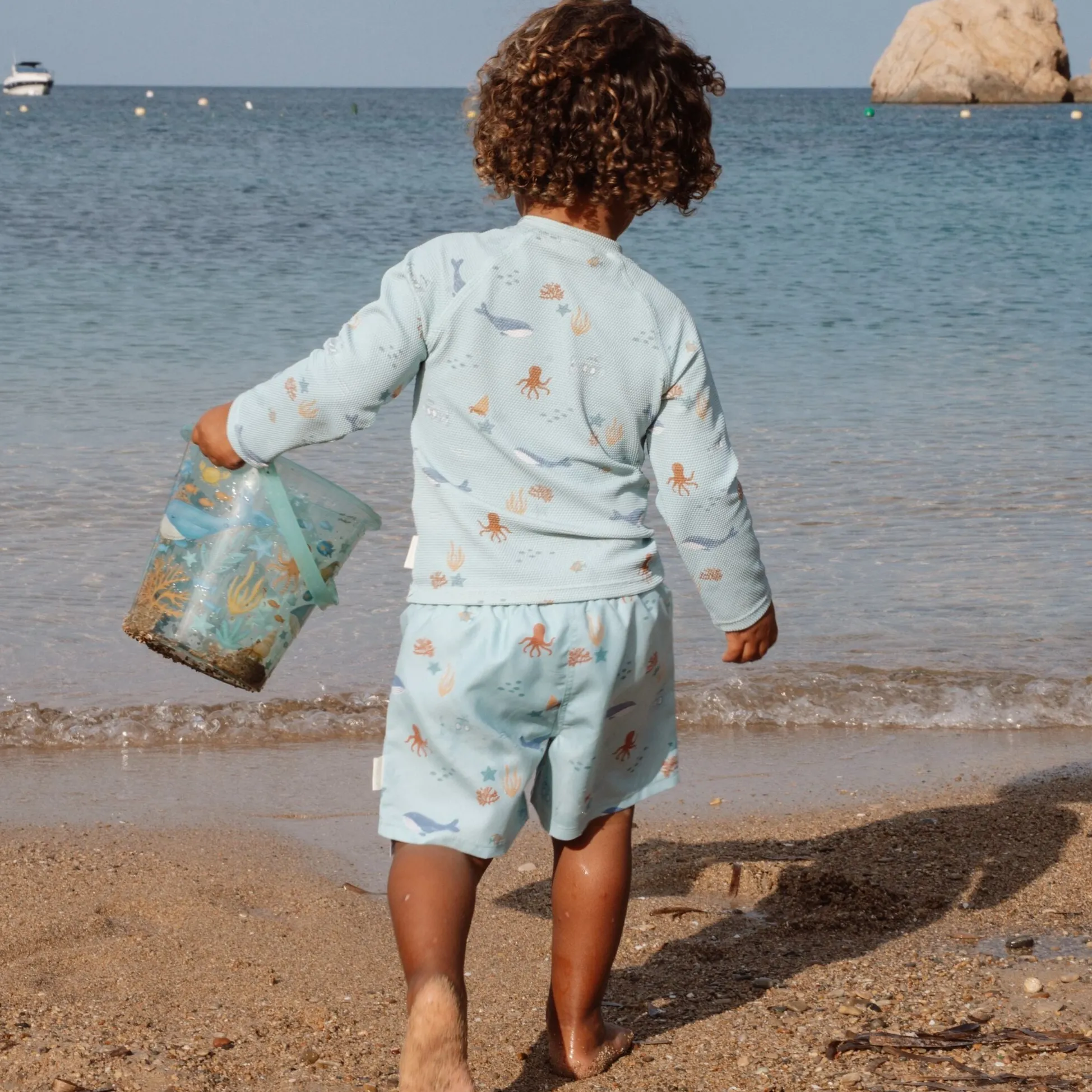 Long sleeve swim shirt - UPF 40 - Green - Ocean Friends