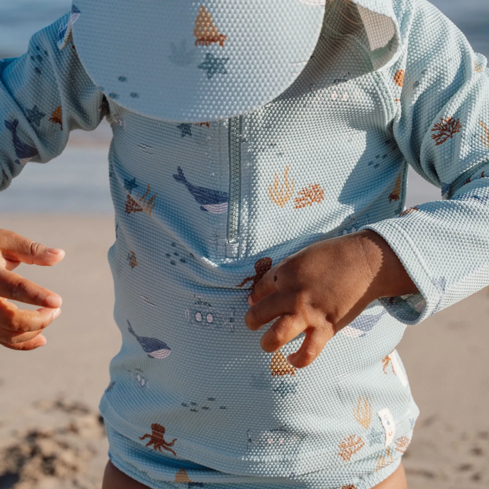 Long sleeve swim shirt - UPF 40 - Green - Ocean Friends