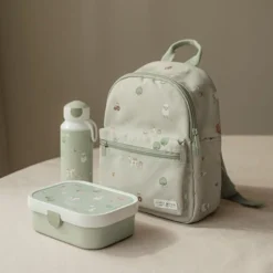 Lunch set - Pop -up drinking bottle and lunch box - Green - Little Farm