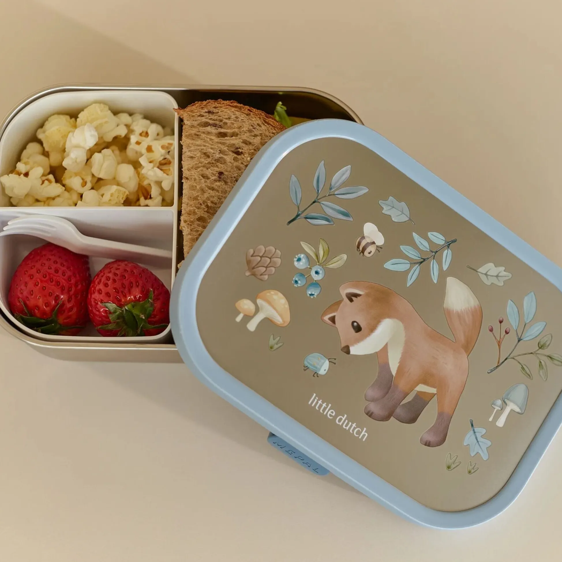 Mepal stainless steel lunch box with compartments - White