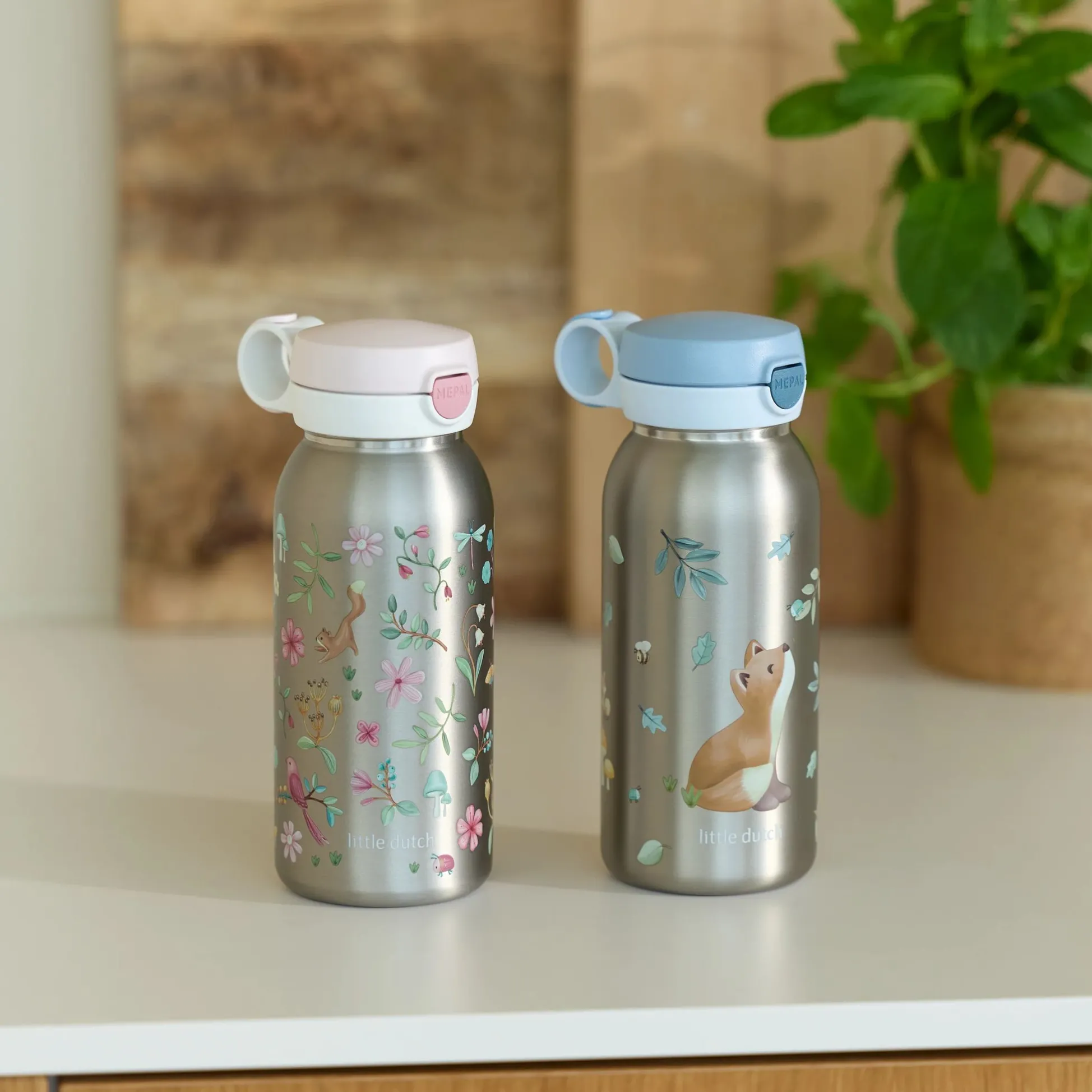 Mepal stainless steel pop-up drinks bottle 600 ml - Pink