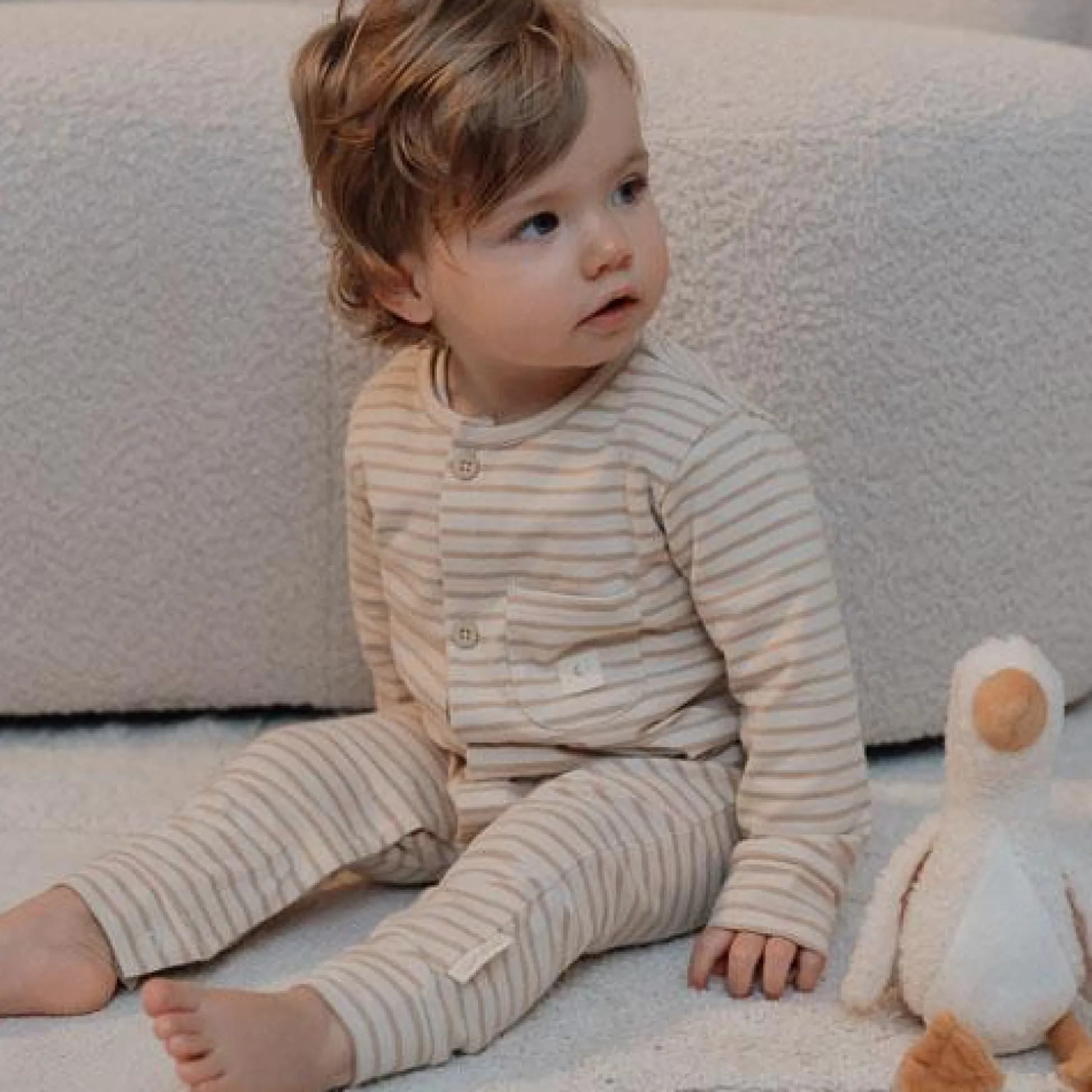 One -piece pajamas - sand - striped