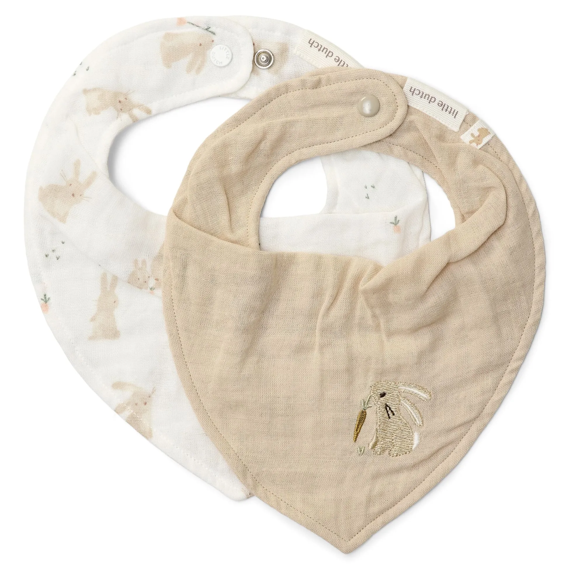2-pack bandana bib - White - Newborn Naturals - Baby Bunny