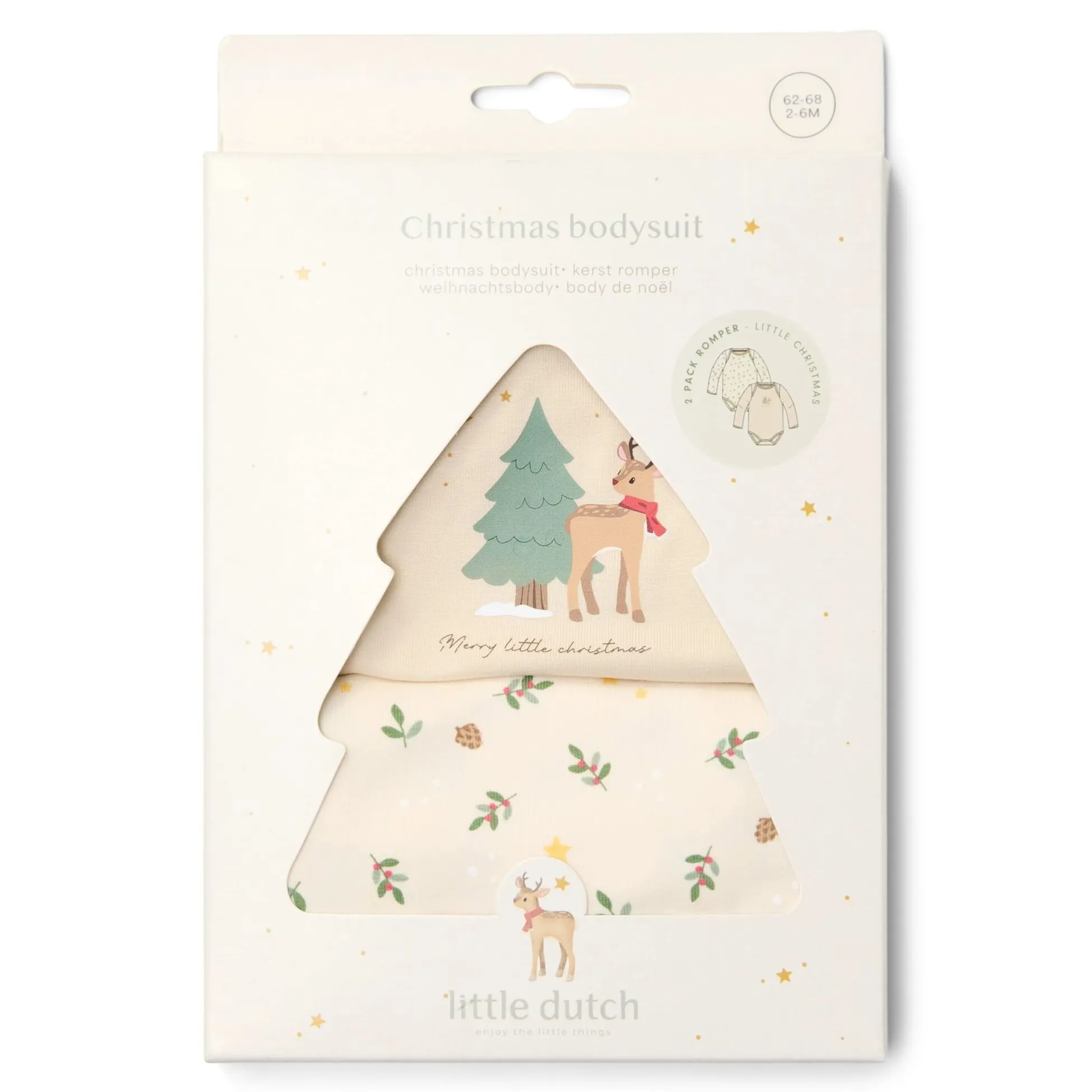 2-pack Christmas romper long sleeve – Beige