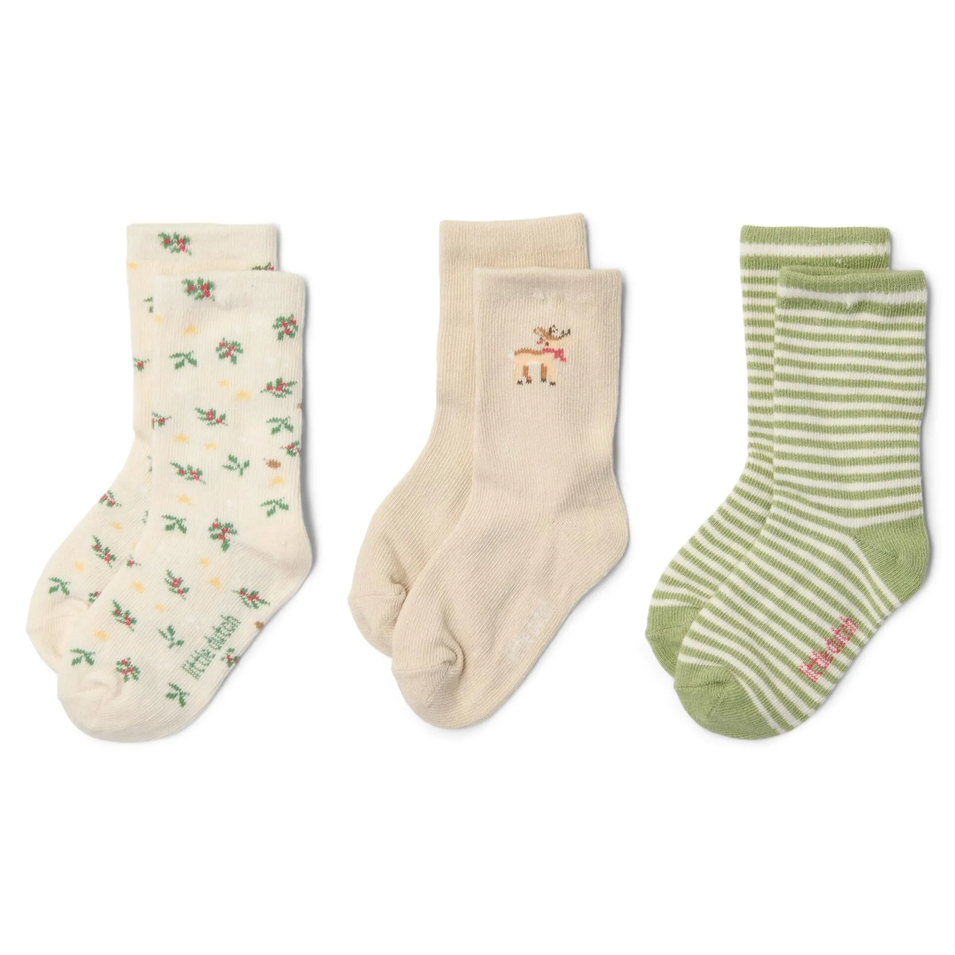 3-pack Christmas socks – Beige