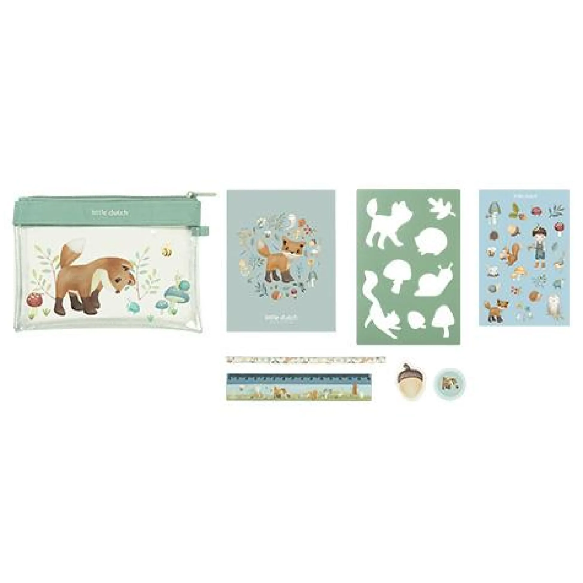 Pencil case with contents - Blue - Forest Friends