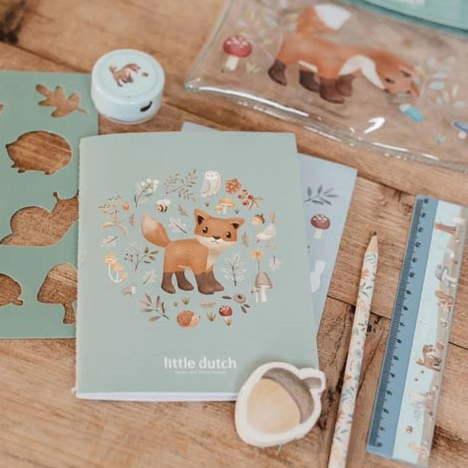 Pencil case with contents - Blue - Forest Friends