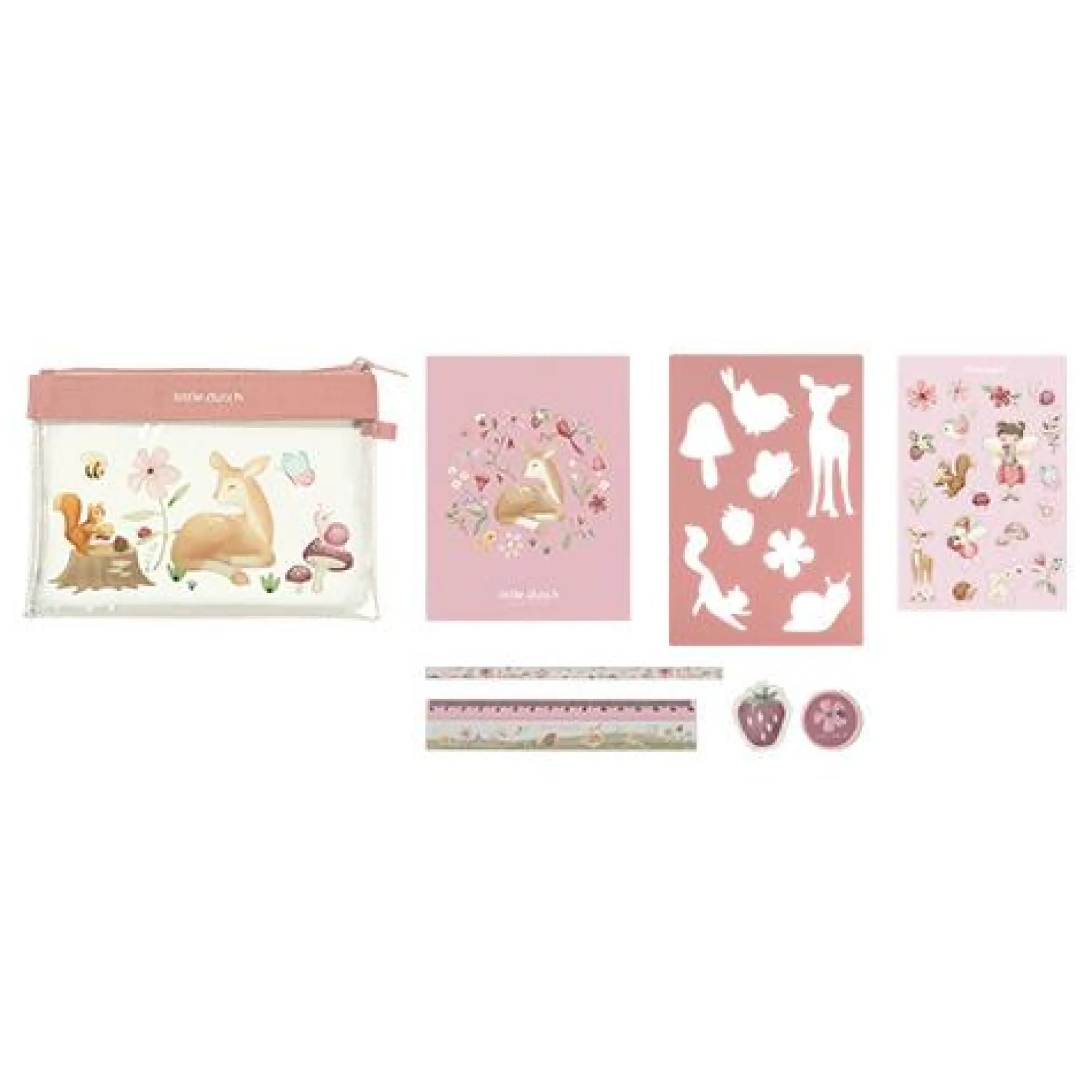 Pencil case with contents - Pink - Fairy Garden