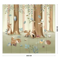 Photo wallpaper - Multicolored - Forest Friends