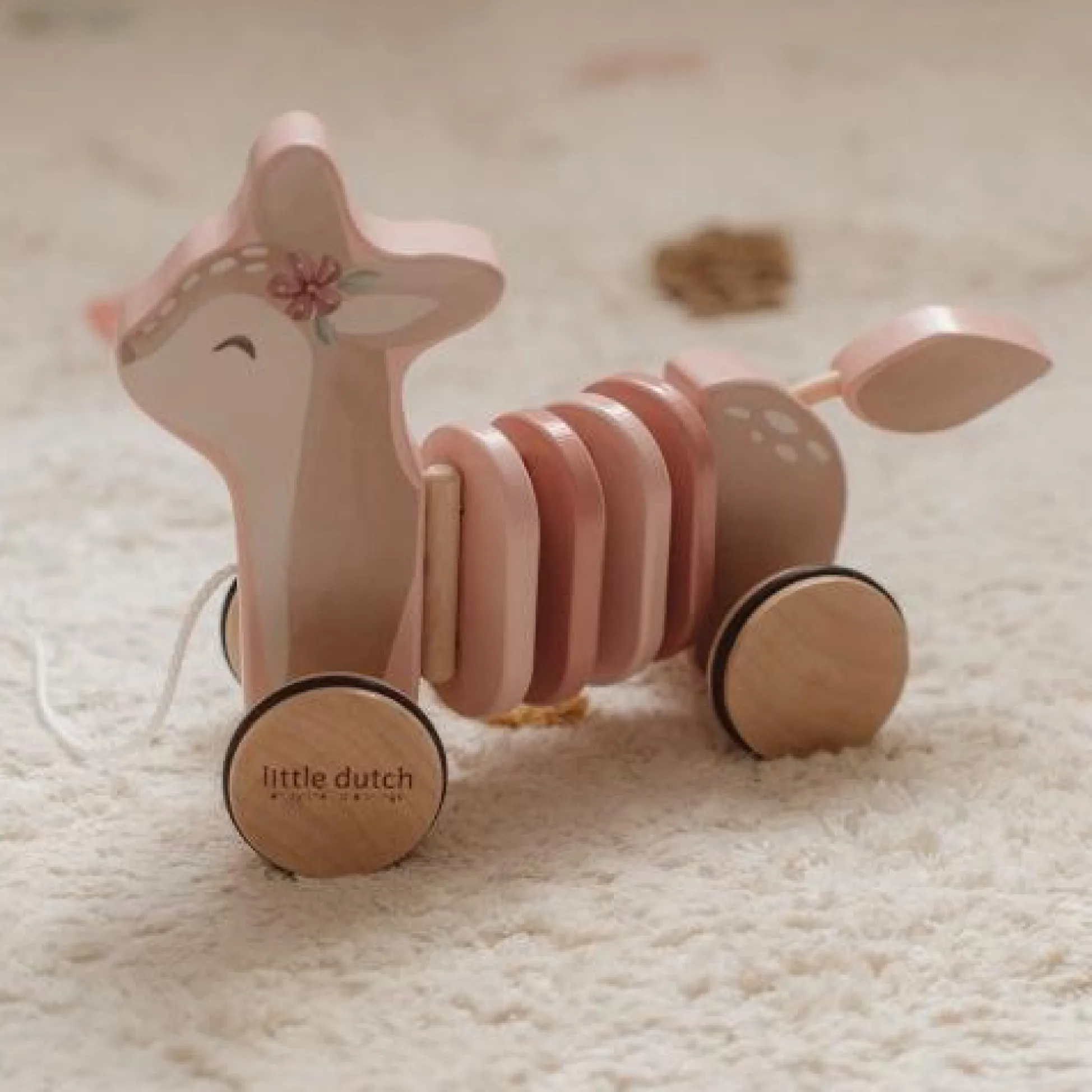 Pull Animal Deer - Pink - Fairy Garden